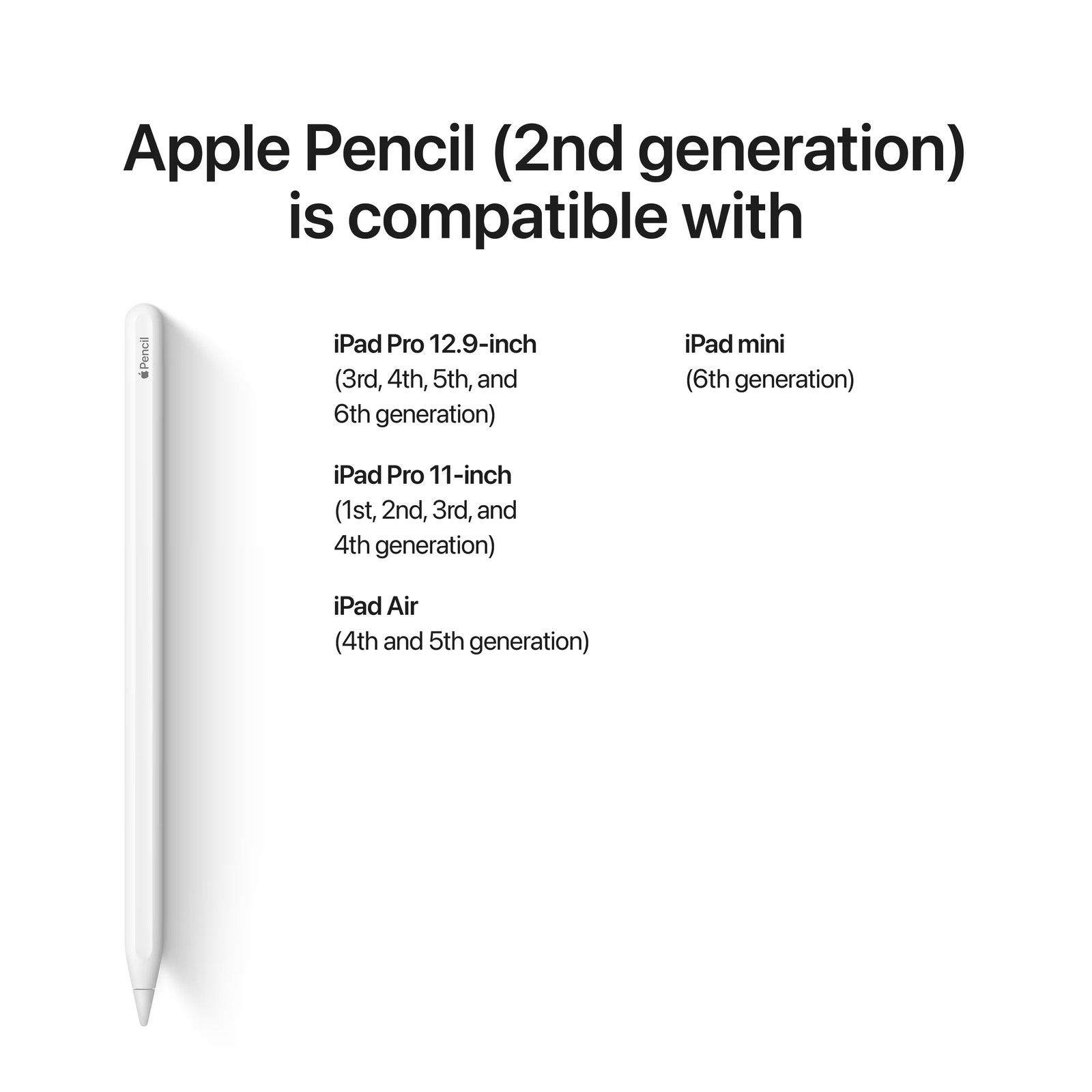 Apple – Geek Squad Certified Refurbished Pencil (2nd Generation) – White