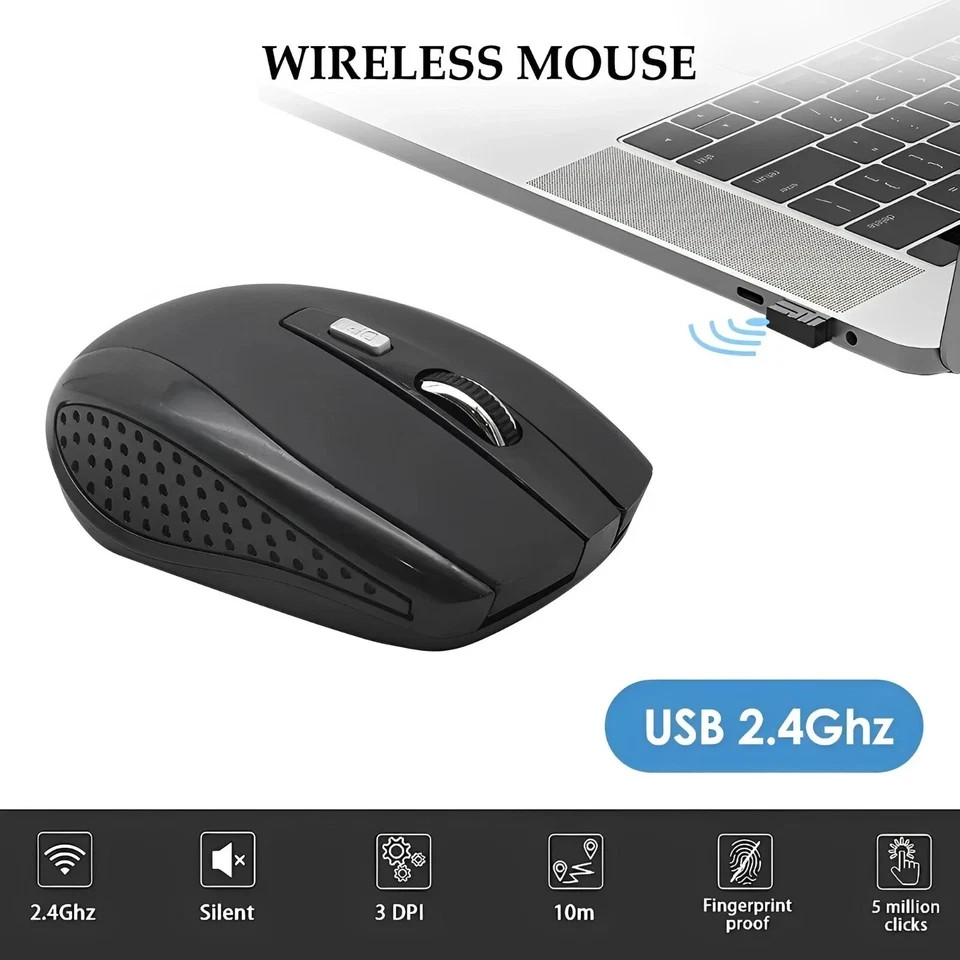 Wireless Optical Mouse Mice 2.4GHz USB Receiver For Laptop PC Computer DPI USA