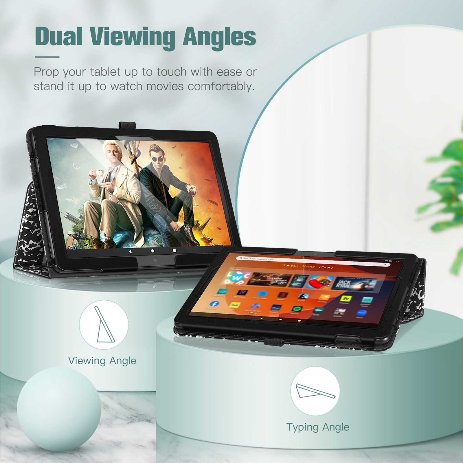 Folio Case for Amazon Fire HD 10 (13th/11th Gen, 2023/2021) Slim Fit Stand Cover