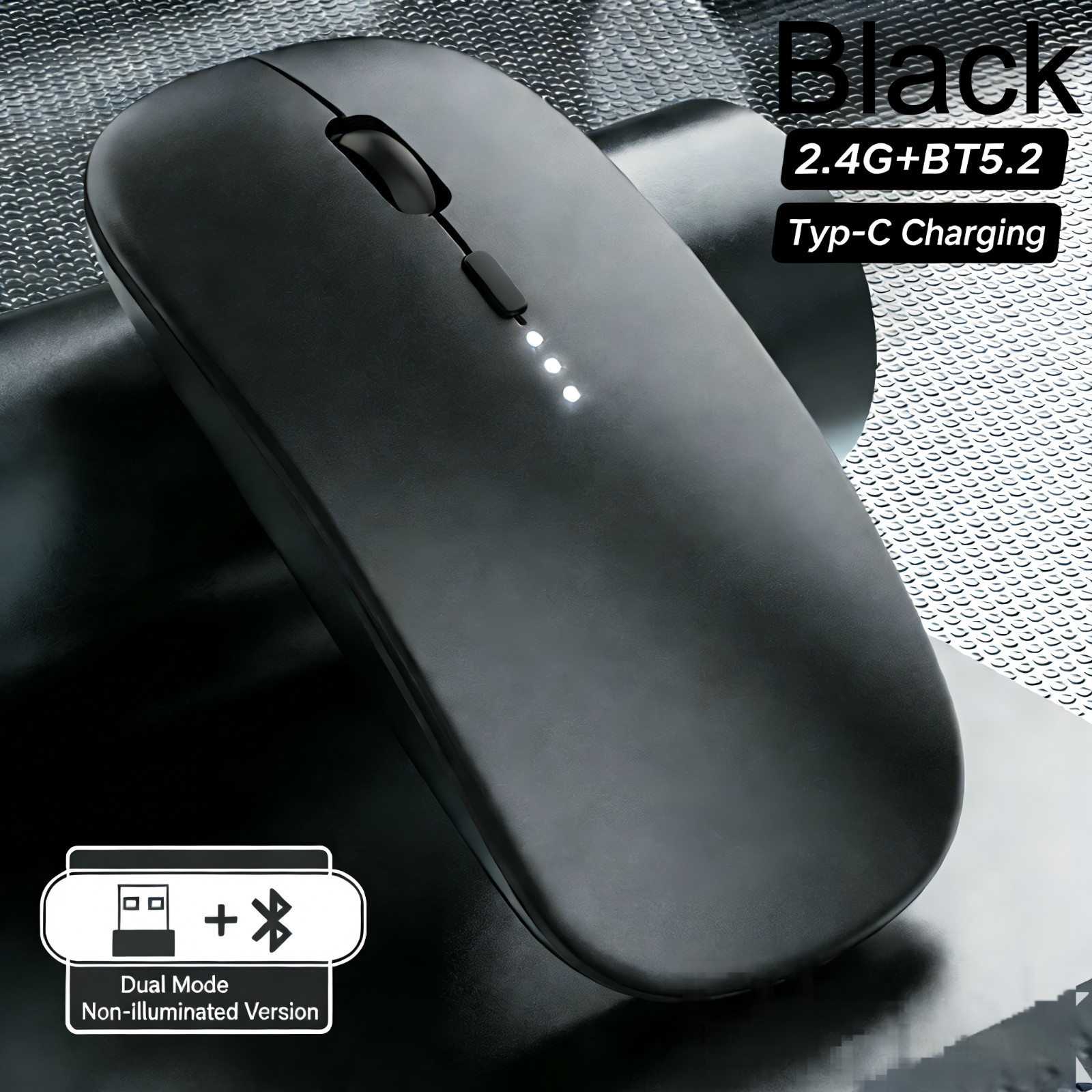 Rechargeable Silent Wireless Mouse | Dual Mode BT5.0+2.4G | For Dell HP MAC PC