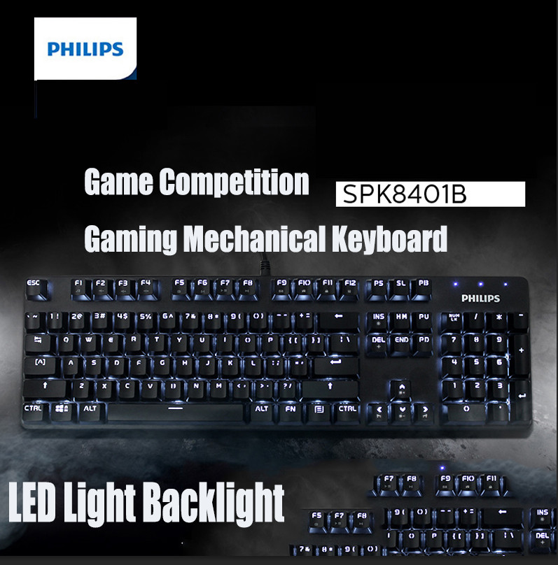 Philips Mechanical Gaming Keyboard 104-Key clear and crisp Backlit Wired Metal