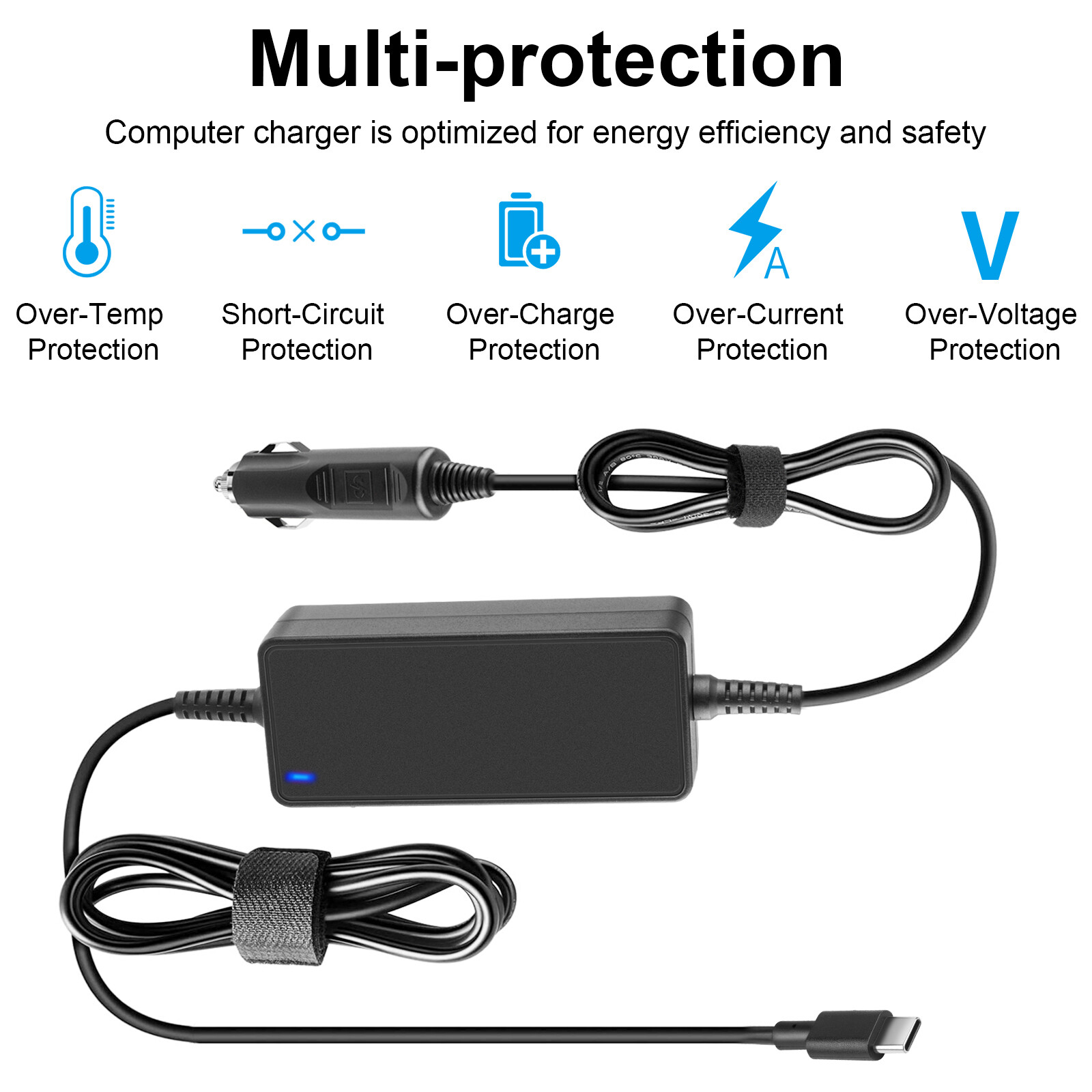 9V-32V DC To USB-C 65W Vehicle Car Charger For Laptops Tablets Smart Phones