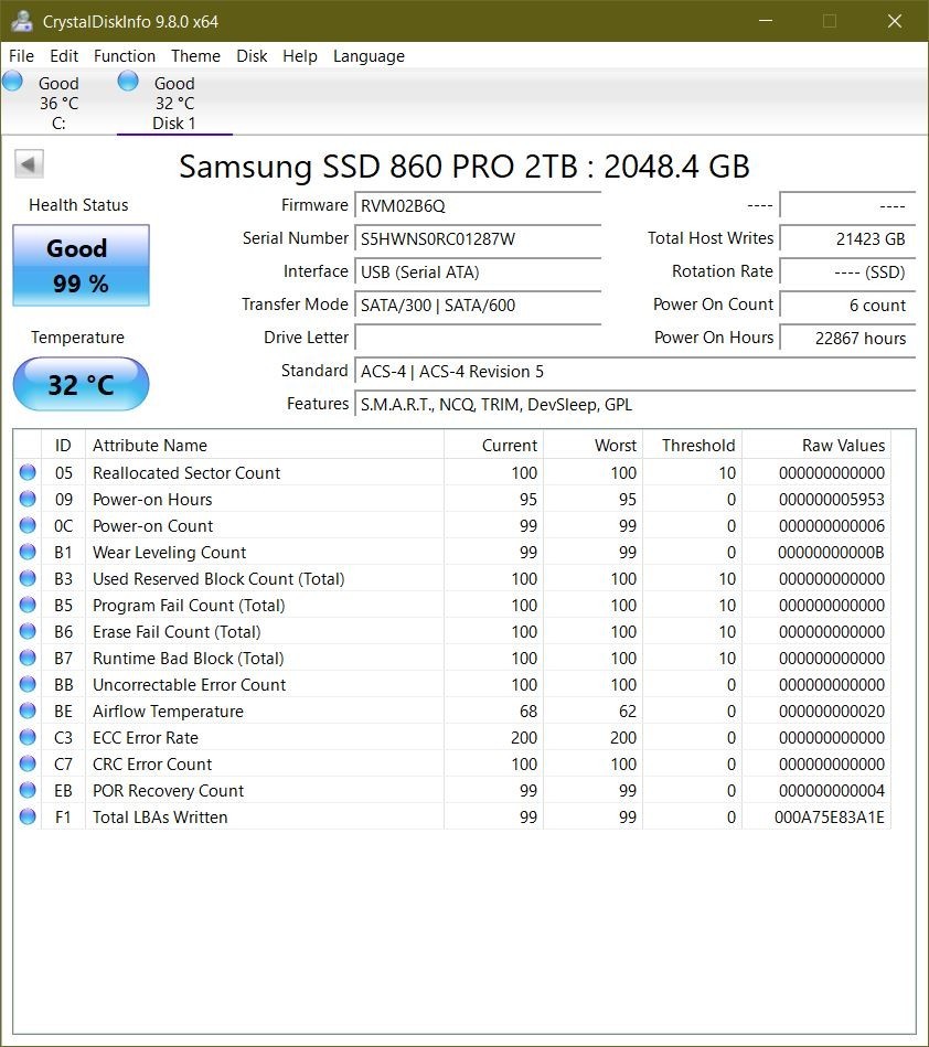 Samsung 860 Pro 2TB SSD (MZ-76P2T0) 3D V-NAND SATA III 6Gb/s 2.5″ 7mm
