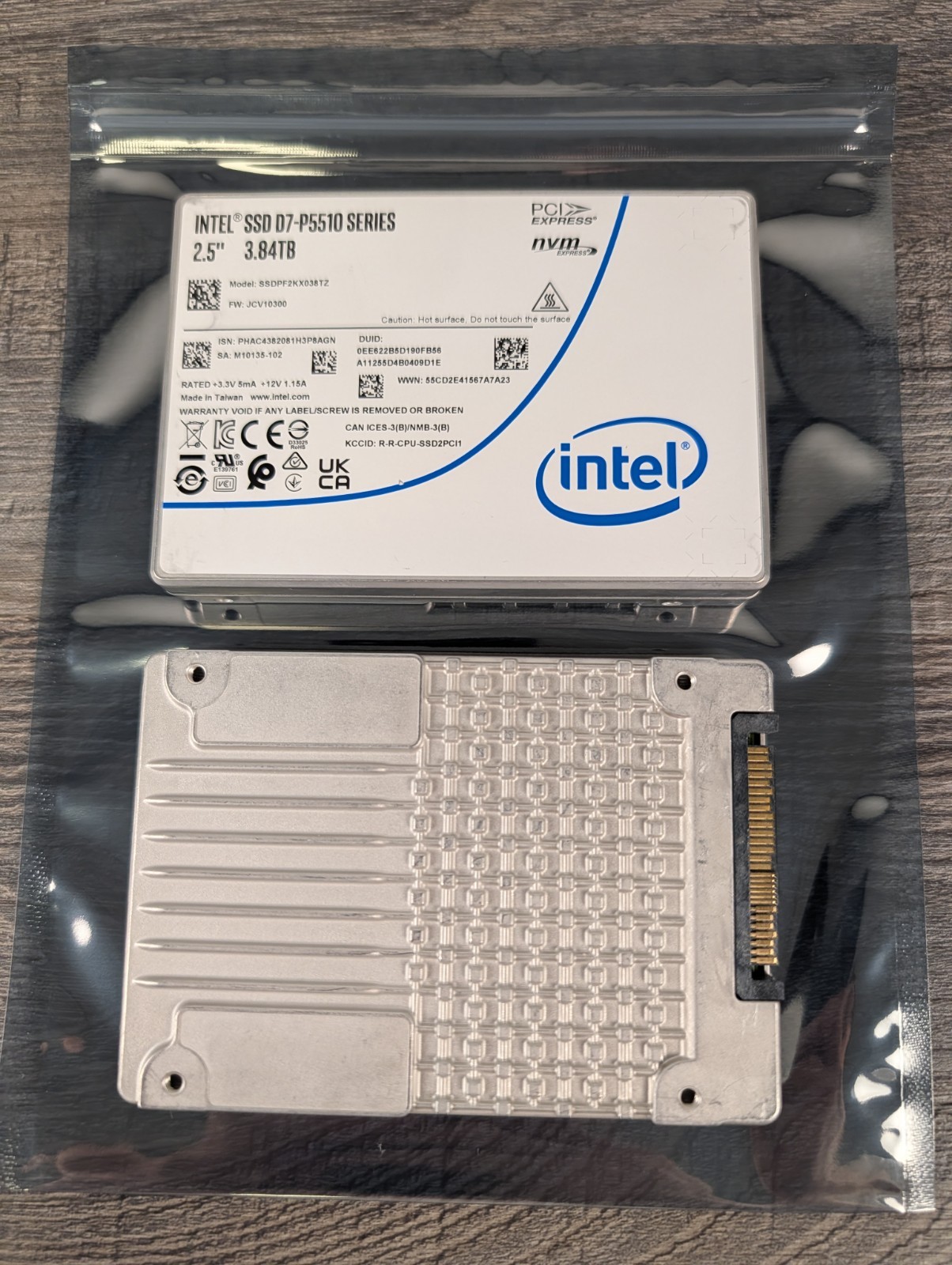0 Hr 100% health Intel SSD D7-P5510 3.84TB 2.5″ U.2 PCIe NVME SSD SSDPF2KX038TZ