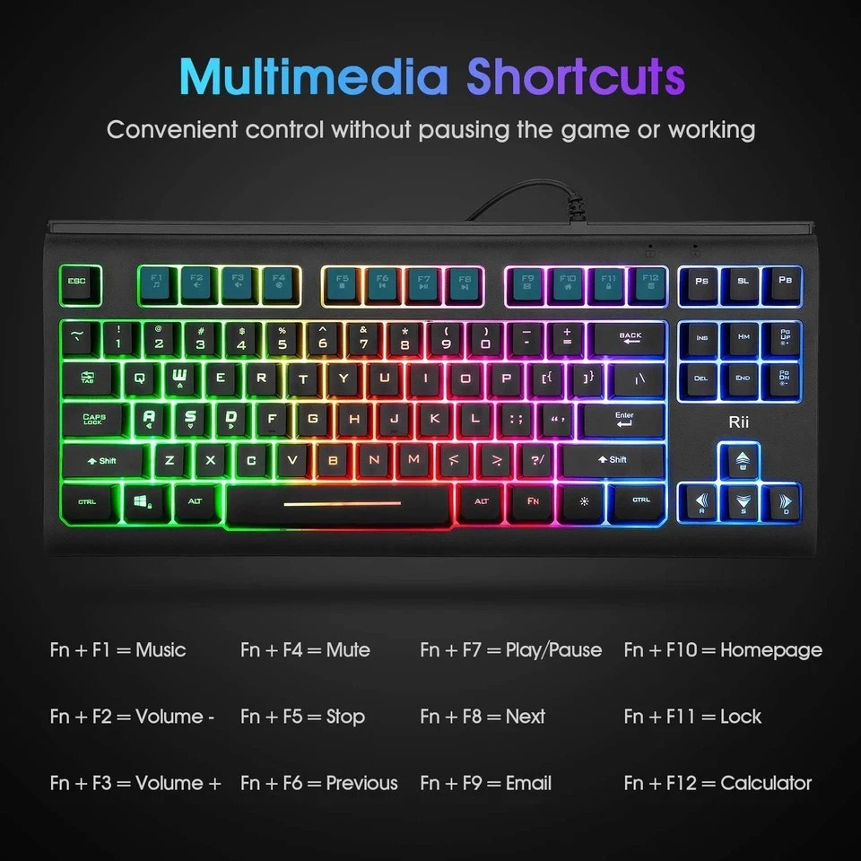 Large Print Backlit Keyboard 104 Keys Wired USB Lighted Computer Keyboard