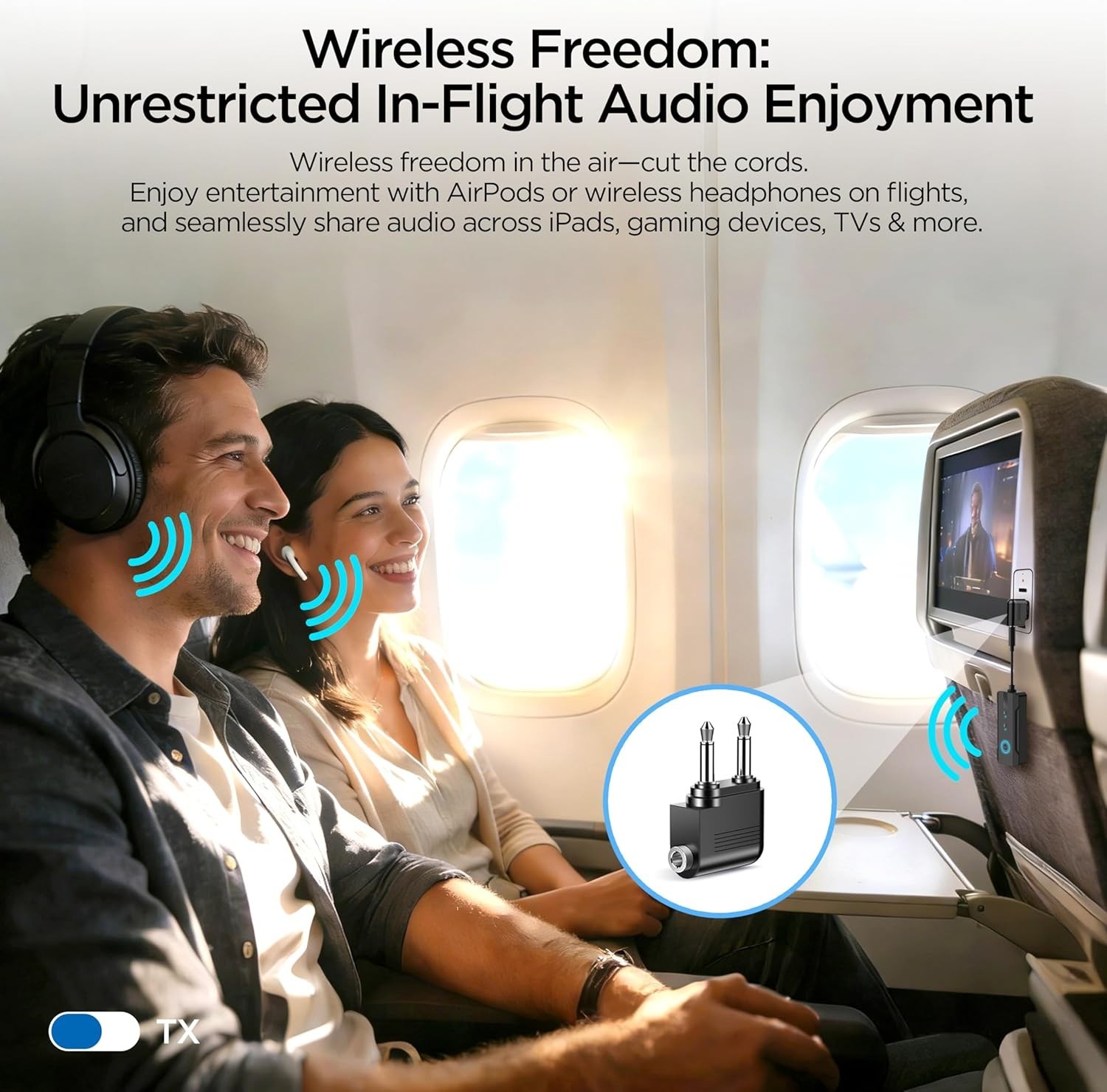 2026 Bluetooth 6.0 Transmitter Receiver, 2-in-1 Airplane Travel Adapter for 2