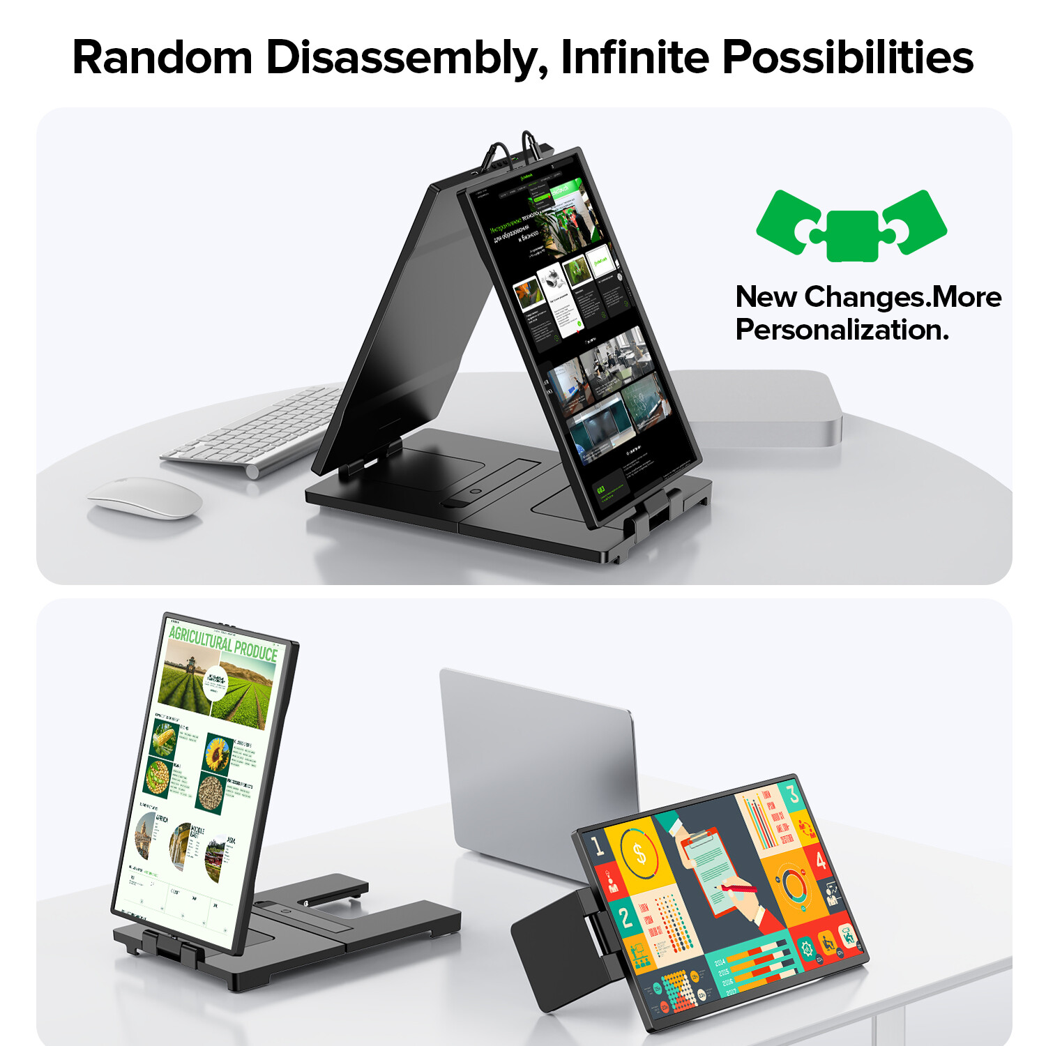 14 Inch 2K Tri-Screen Laptop Monitor Extender Triple Display Kompatibel mit Mac