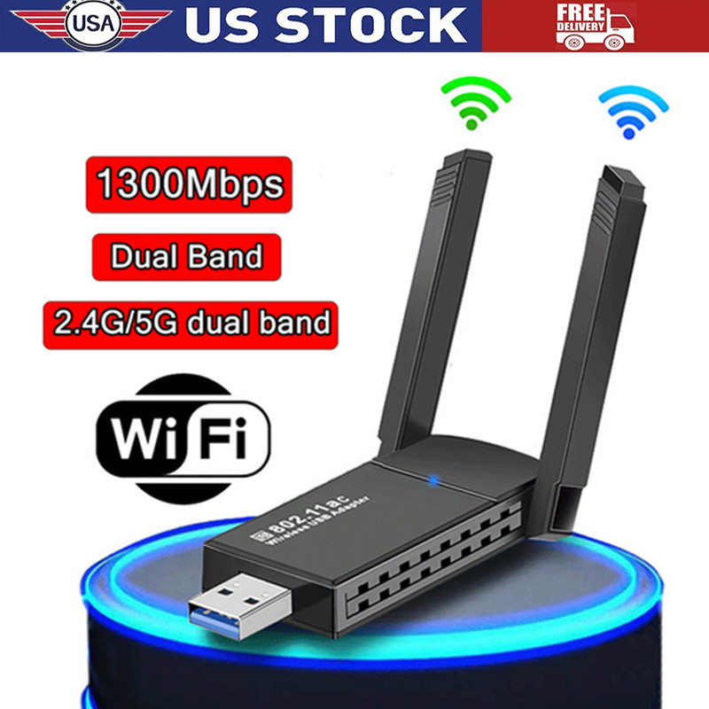 USB 3.0 Wireless WIFI Adapter 1300Mbps Long Range Dongle Dual Band Network