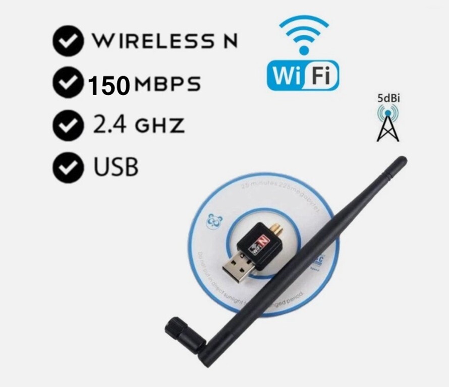 USB WiFi Adapter 150Mbps Wireless Network Card with 2dBi Antenna for PC Laptop