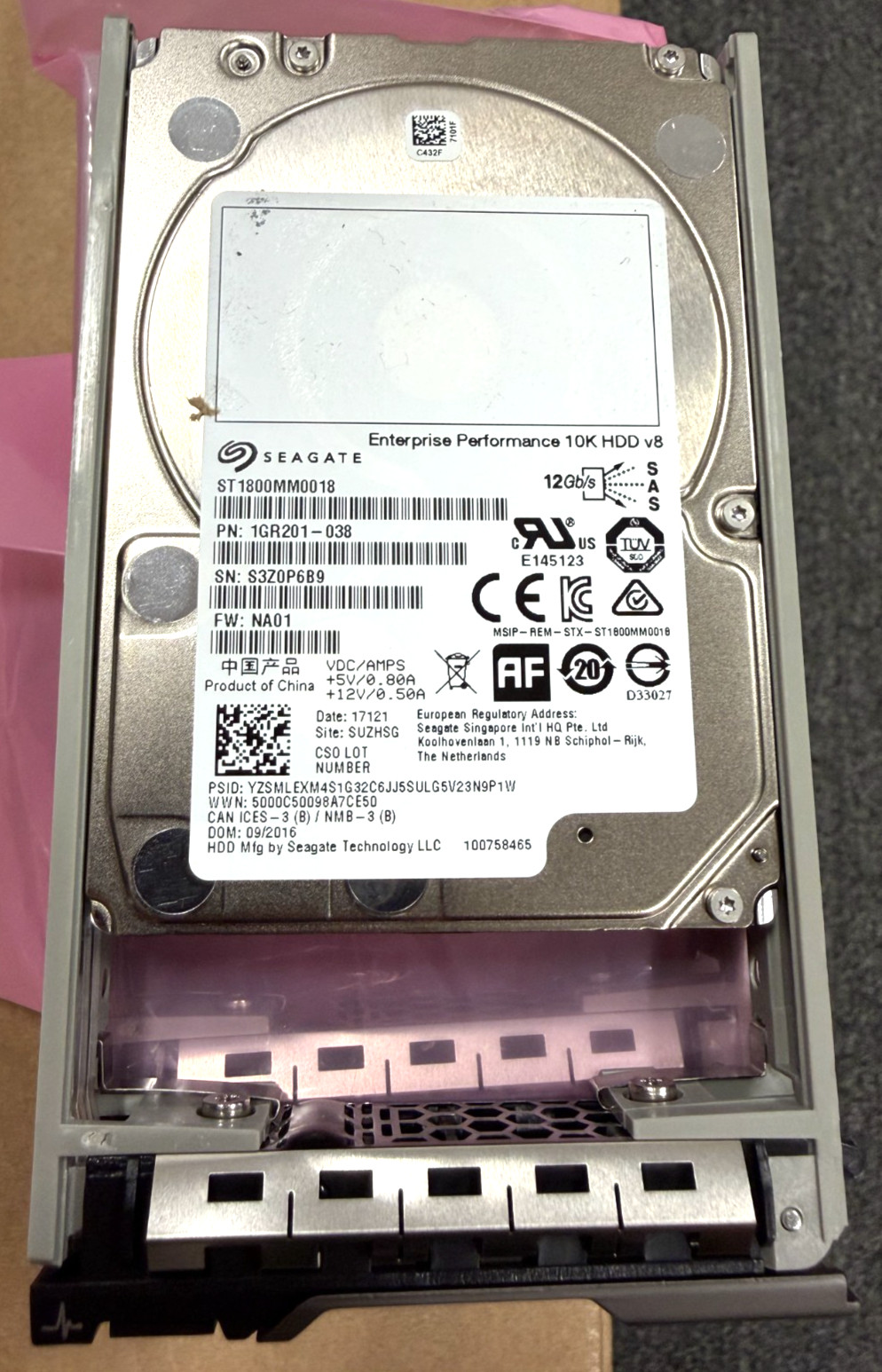 Seagate ST1800MM0018 1.8TB 10K SAS 12Gb/s Enterprise HDD with Dell Caddy