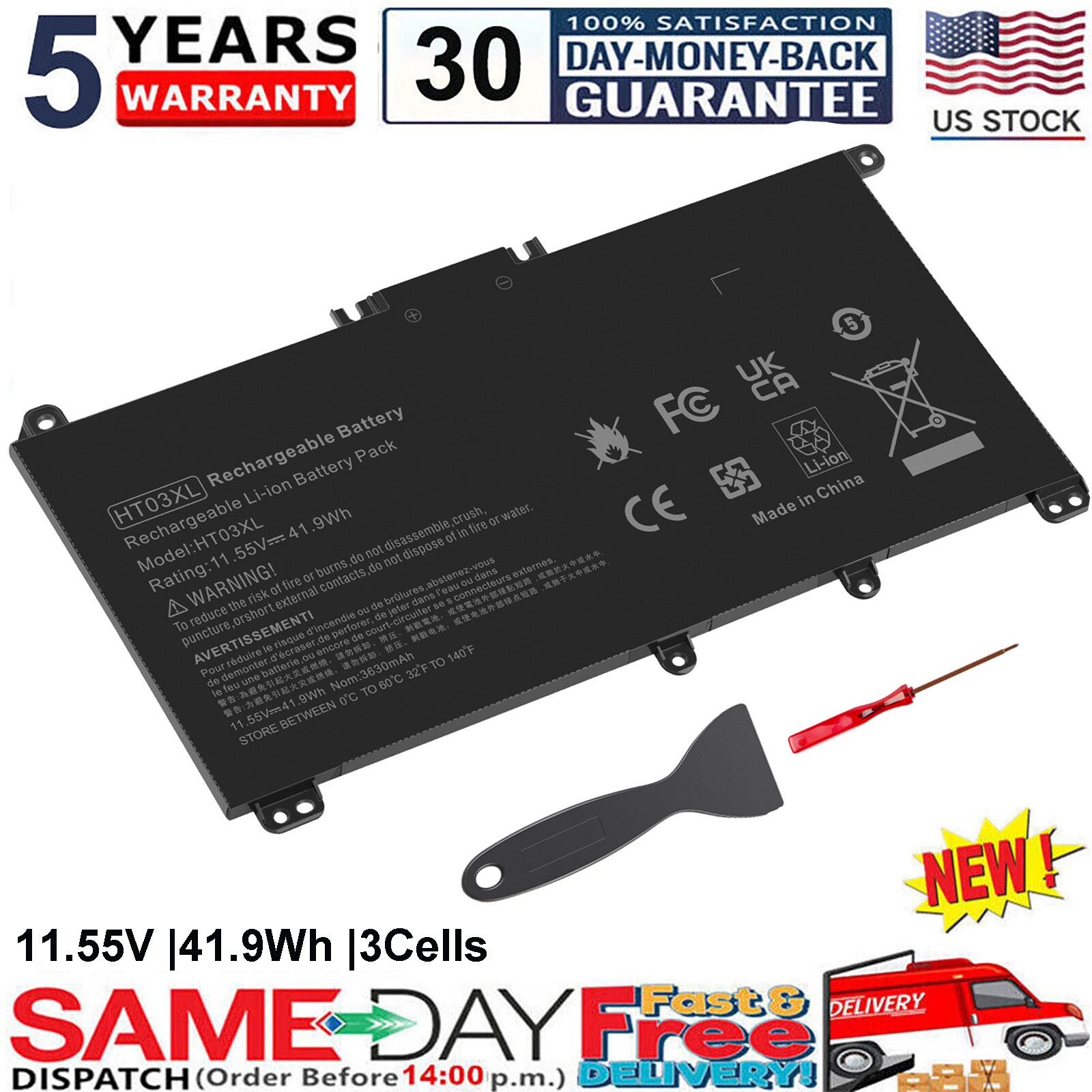 LOT 1-50 HT03XL Battery for HP Pavilion L11421-2C2 L11119-855 15-CS 15-DA 41.9Wh