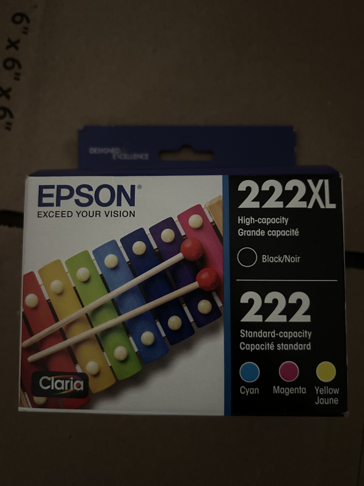 EPSON 222XL Ink GENUINE Black & Standard Color Cartridge EXPIRE 07/2028