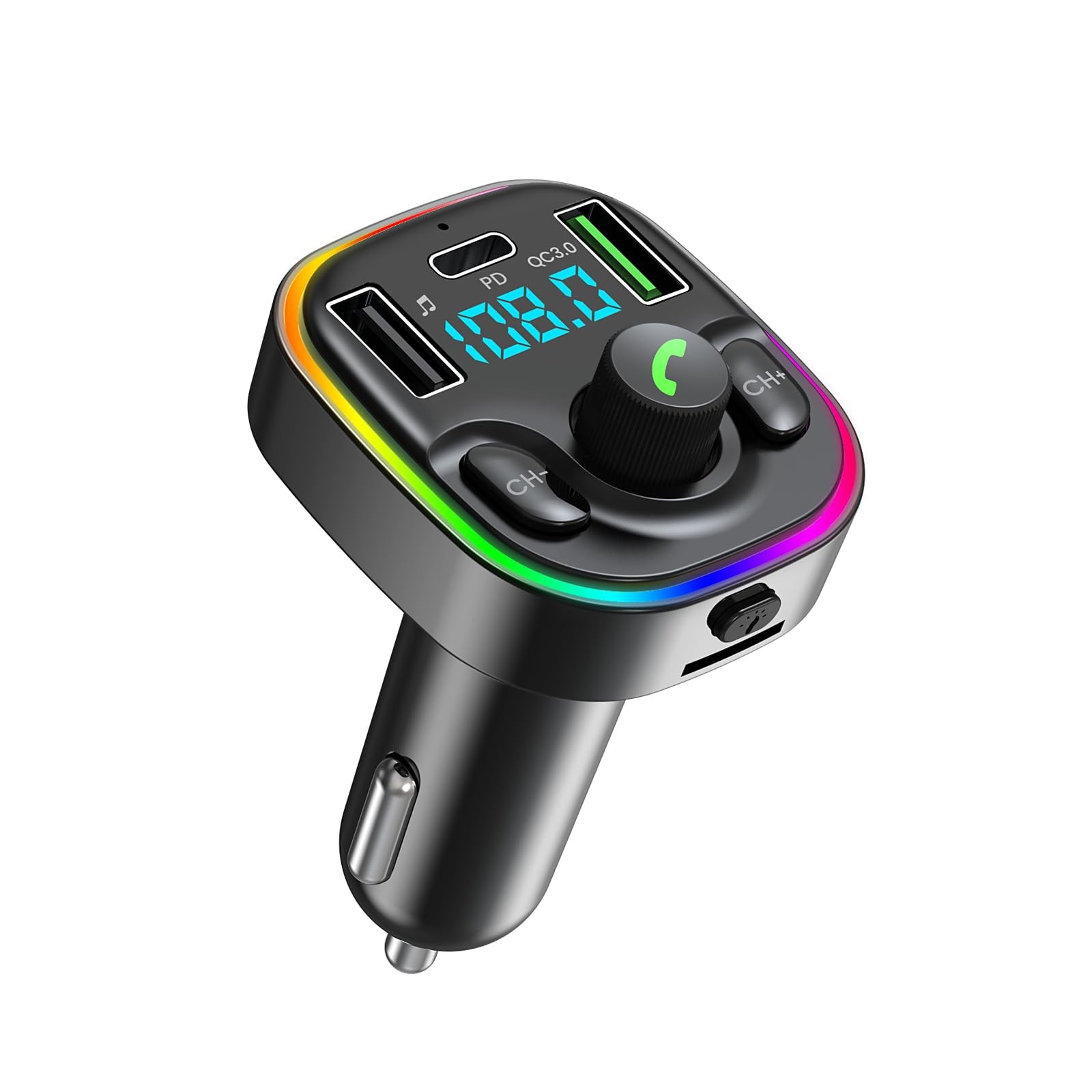 Bluetooth 5.4 FM Transmitter Car Adapter – Car Bluetooth Adapter with Fast Ch…