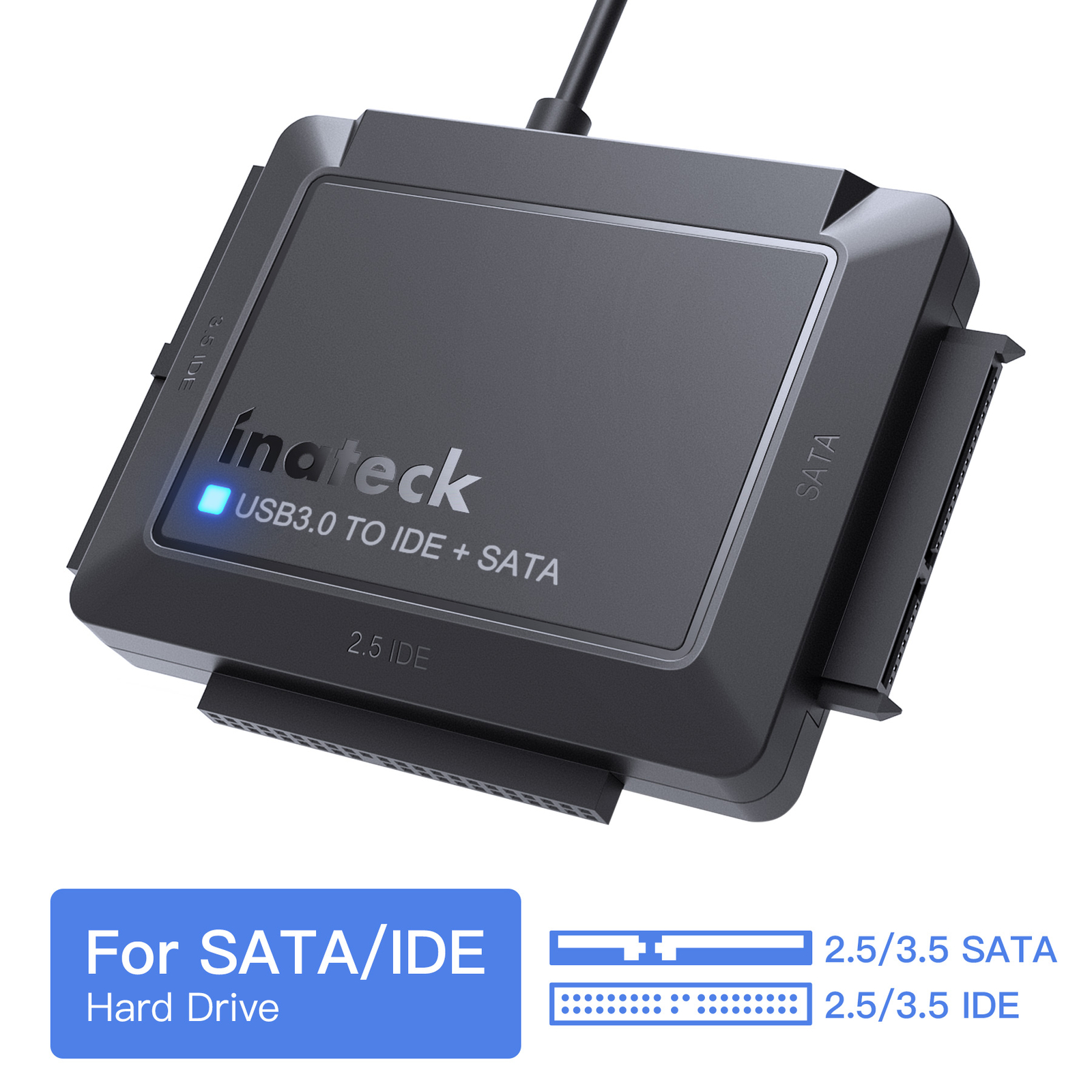 USB 3.0 to IDE & SATA External Hard Drive Reader 2.5″ 3.5″ HDD SSD Power adapter