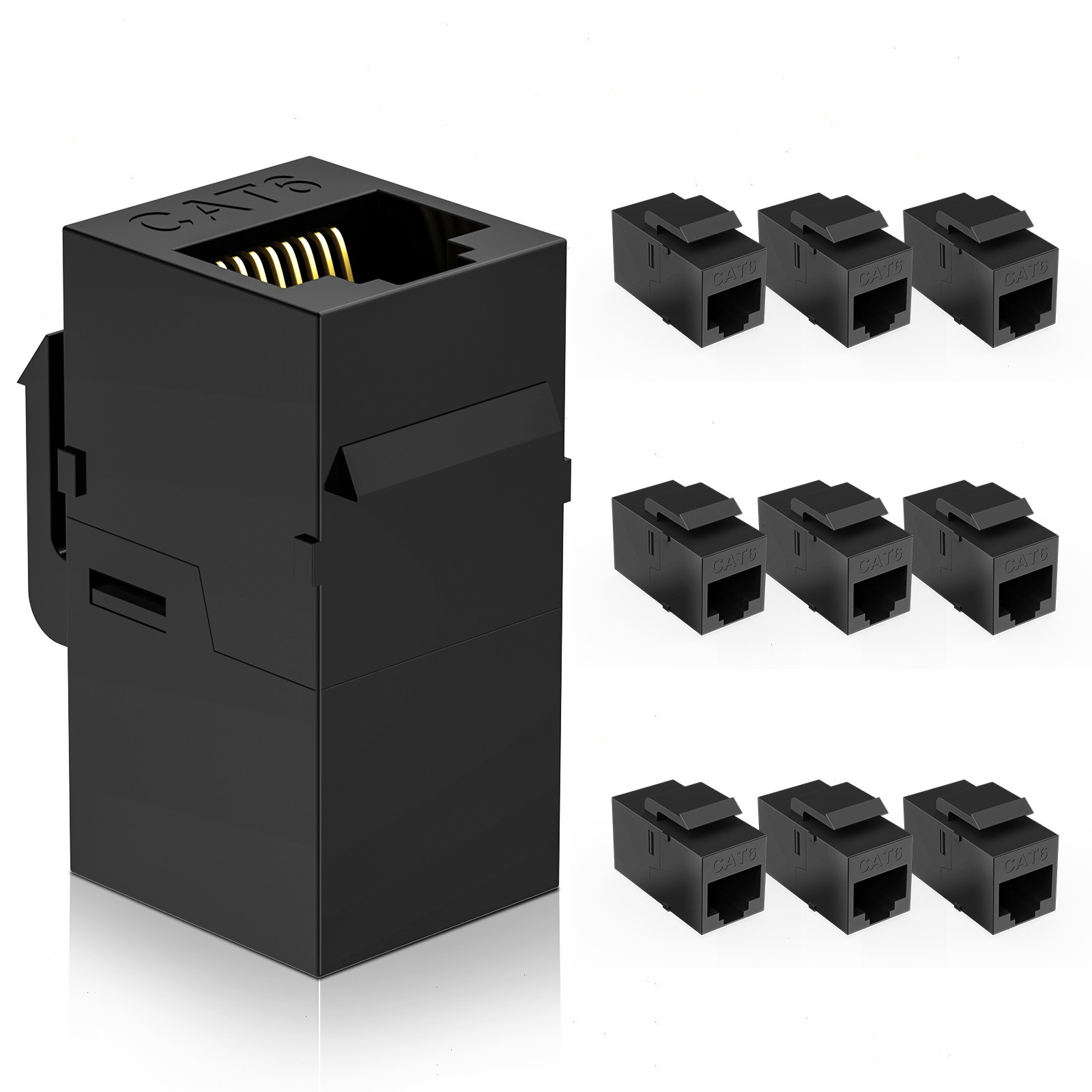 DARKROCK 10 Pack Cat6 RJ45 Keystone Coupler – PC Plastic Case, Plug-and-Play