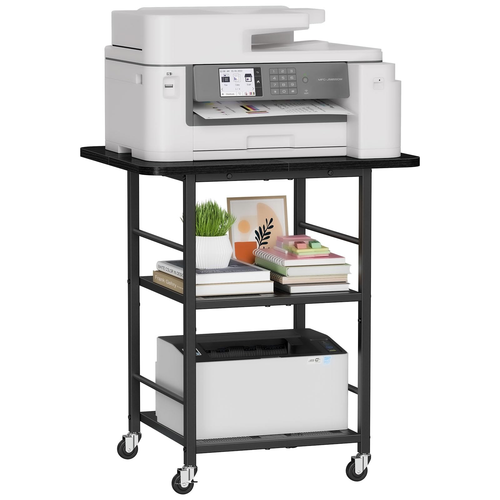 3-Tier Printer Stand 19.7″D×23.6″W 150 Lbs Load Capacity – Mobile Table