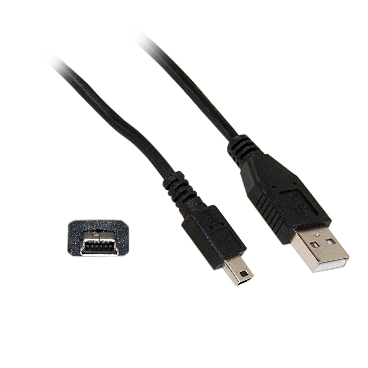 1ft Mini USB 2.0 Cable Black Type A Male to 5 Pin Mini-B Male 10UM-02101BK