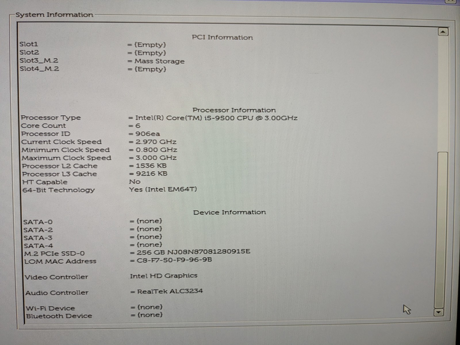 DELL OptiPlex 5070 Intel Core i5-9500 3.00 GHz 16 GB RAM 256 GB M.2 Intel(R) UHD