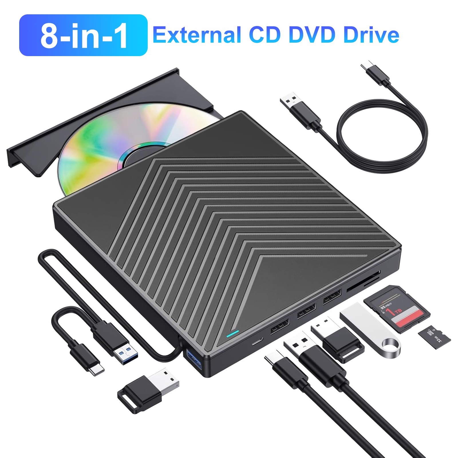 External CD DVD Drive for PC Laptop Windows 11 10 USB 3.0 Burner Reader Writer