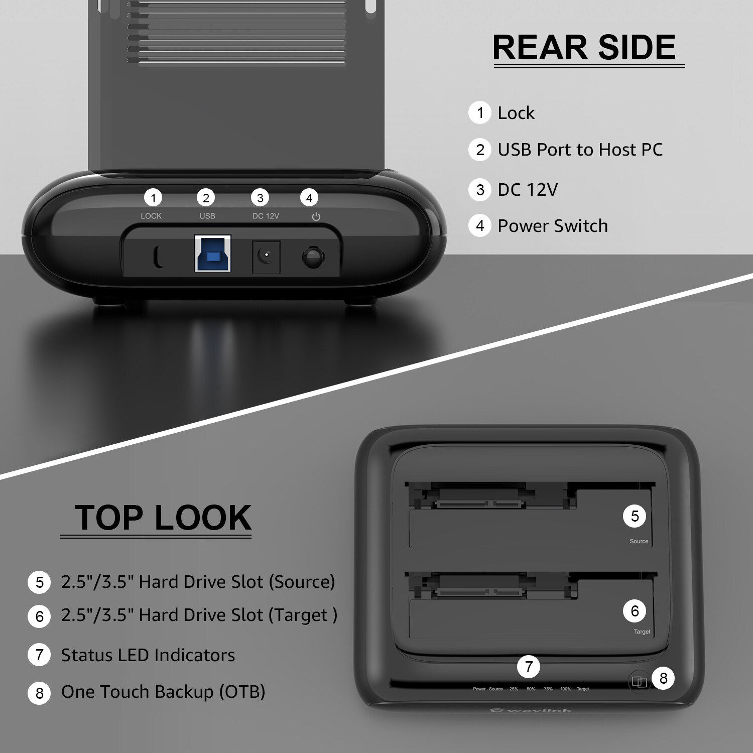 WAVLINK USB 3.0 SATA HDD SSD Docking Station Offline Clone 2.5″/3.5″ Hard Drive