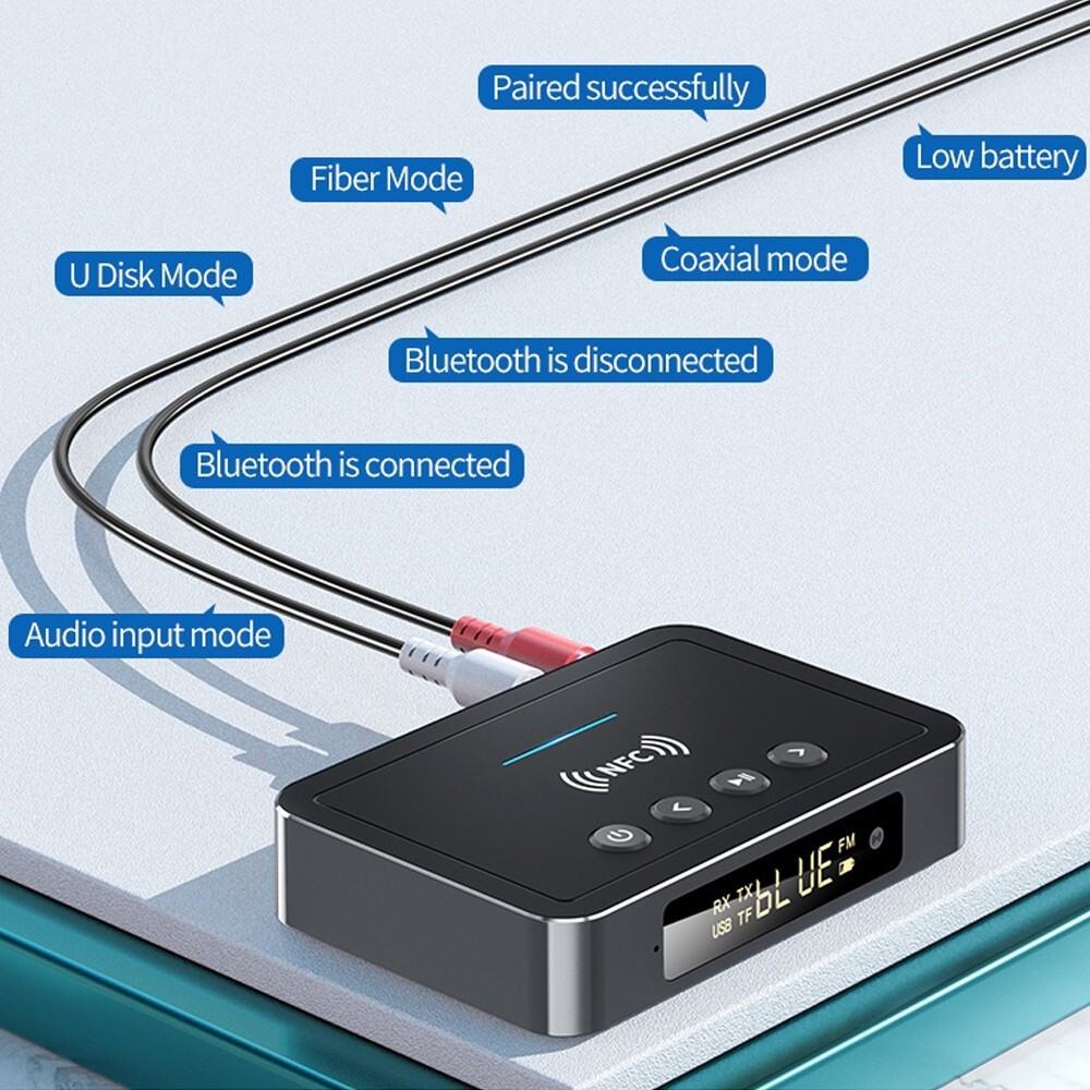 3in1 NFC Bluetooth Receiver Transmitter FM Adapter Wireless Audio Video Adapter