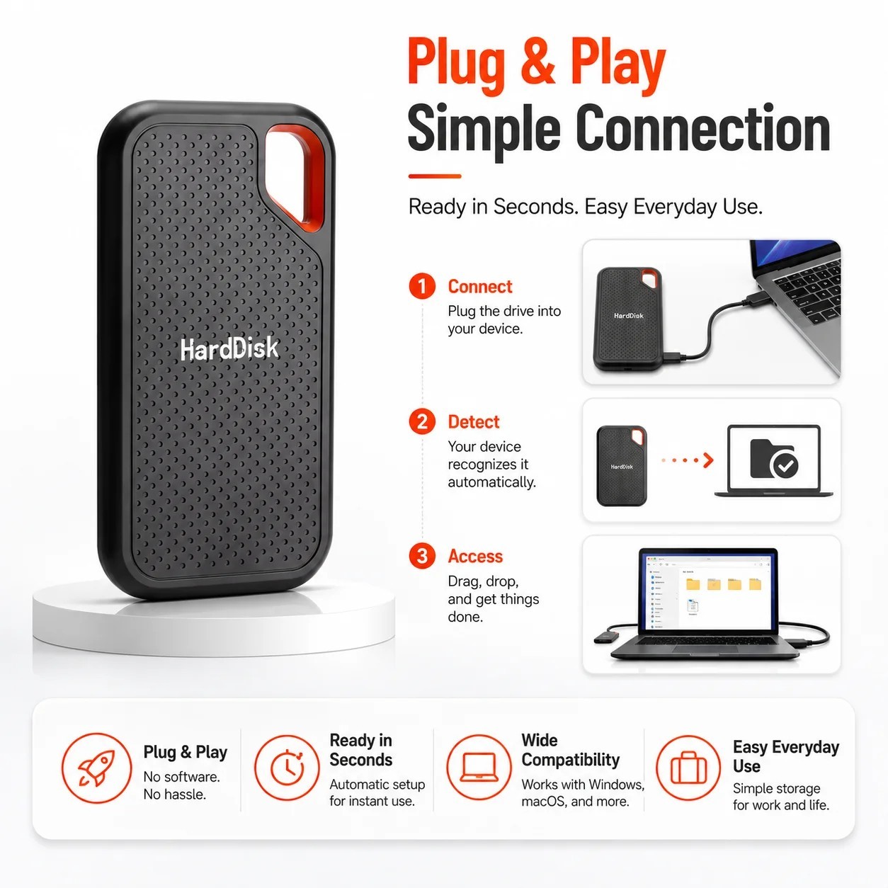 external hard drive 8TB High Speed Capacity Solid State Usb3.2 Laptop Mac And PC