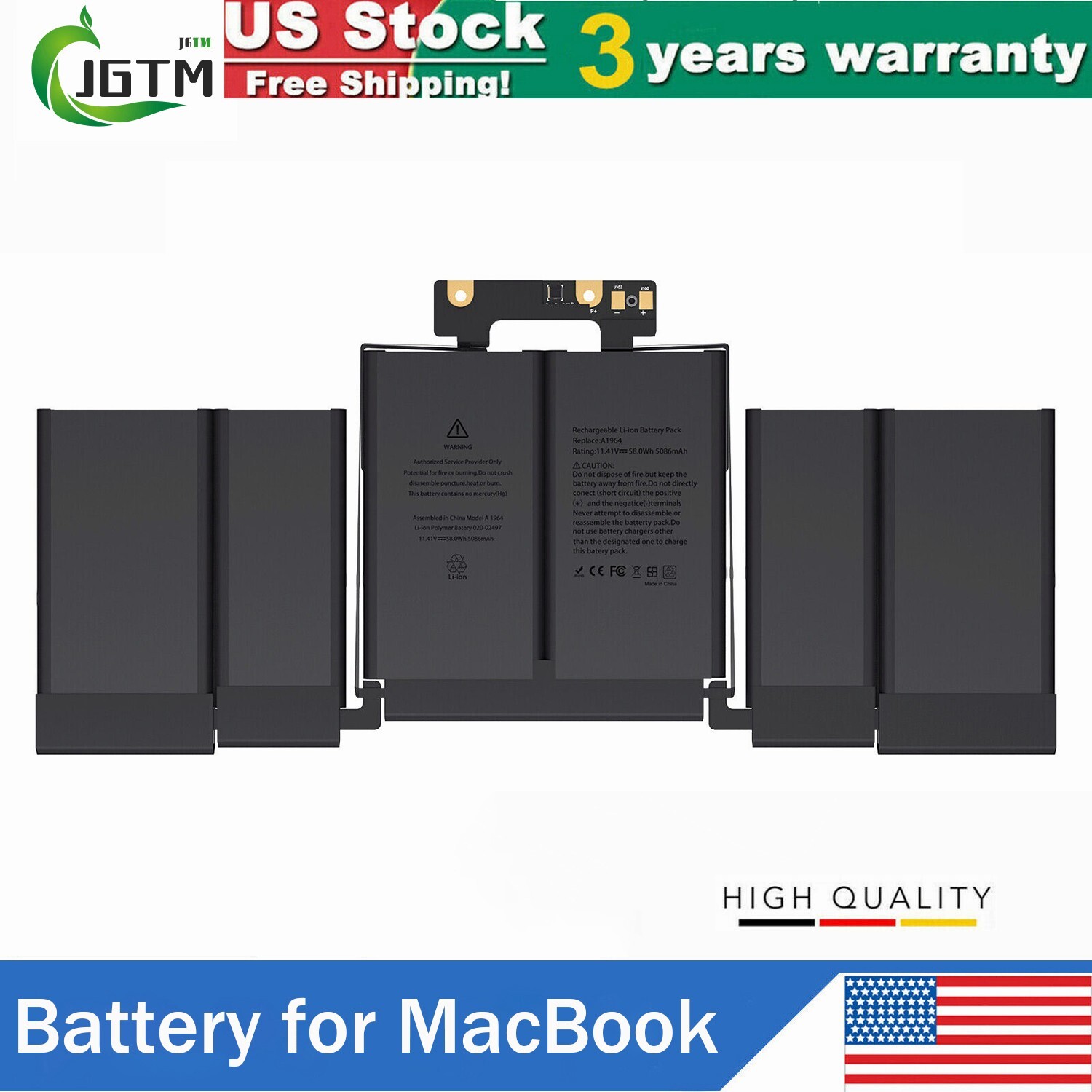A1964 Battery for MacBook Pro 13″ A1989 Mid 2018 2019 A2251 2020 EMC 3214 A1989