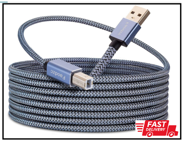 Printer Cable 25 Ft, Long USB Printer Cord 2.0 Type a Male to B Male Printer Sca