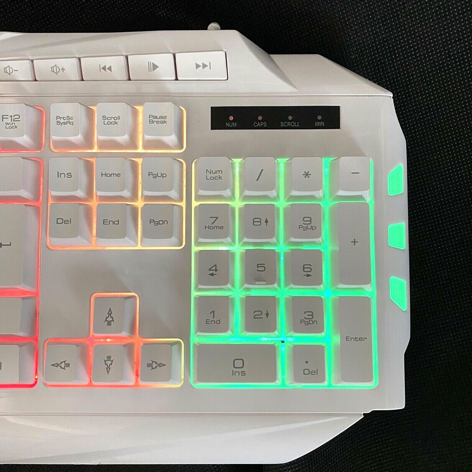 MageGee GK710 Wired Backlit White Gaming Keyboard and Mouse USB RGB lighting