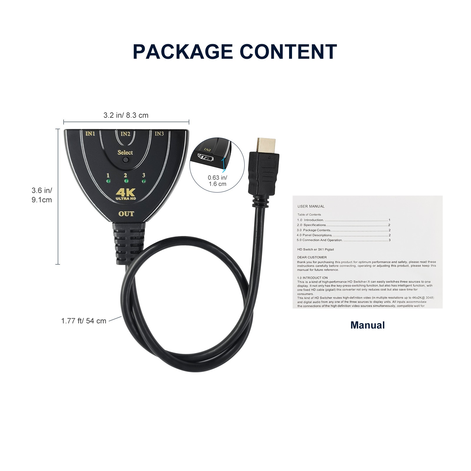 4K HDMI Cable Splitter Adapter Converter 3 In 1 Out 1 Male to 3 Female lot