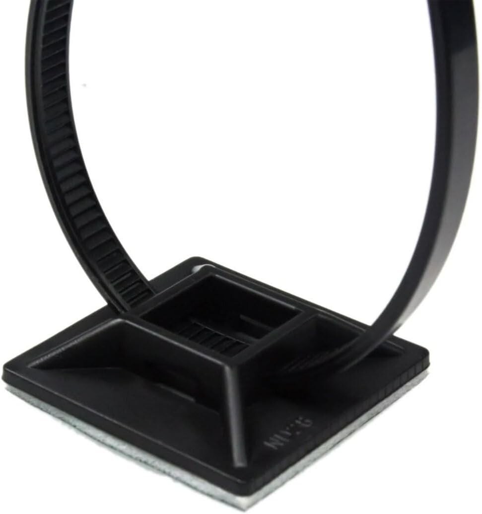 1″ Self Adhesive Cable Zip Tie Mounts with 7″ Zip Ties each 100pcs Organizing