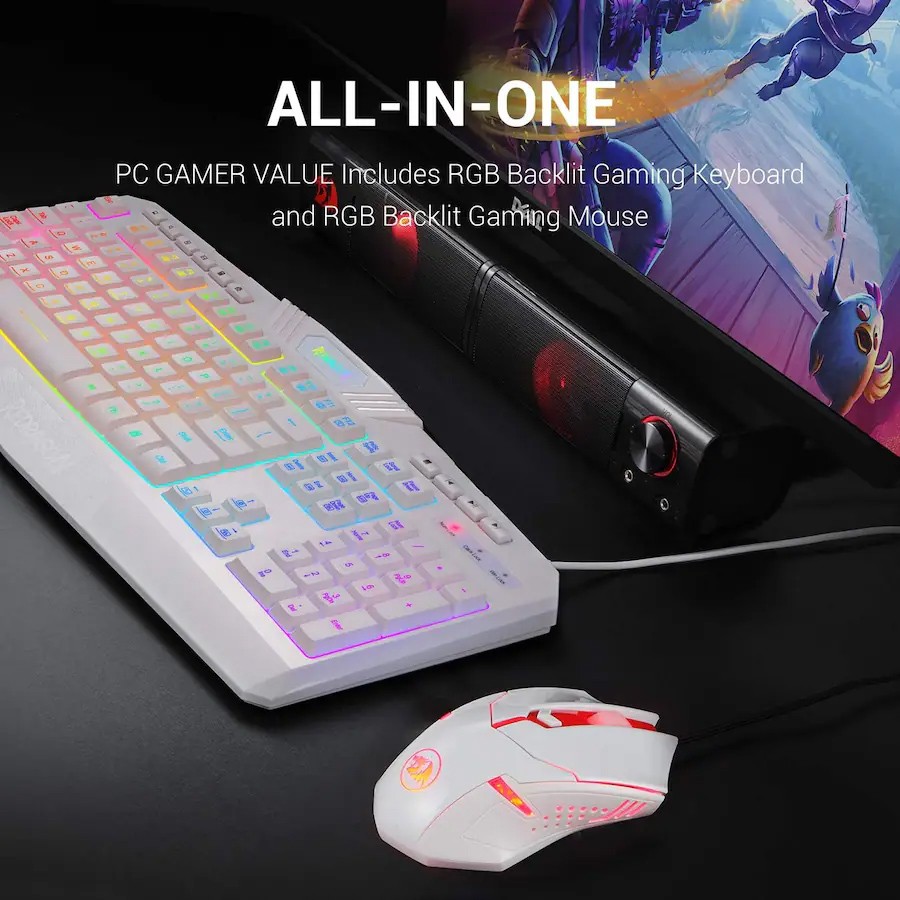 REDRAGON S101W Wired RGB Backlit Keyboard and Red Backlit Mouse Combo 3200 DPI