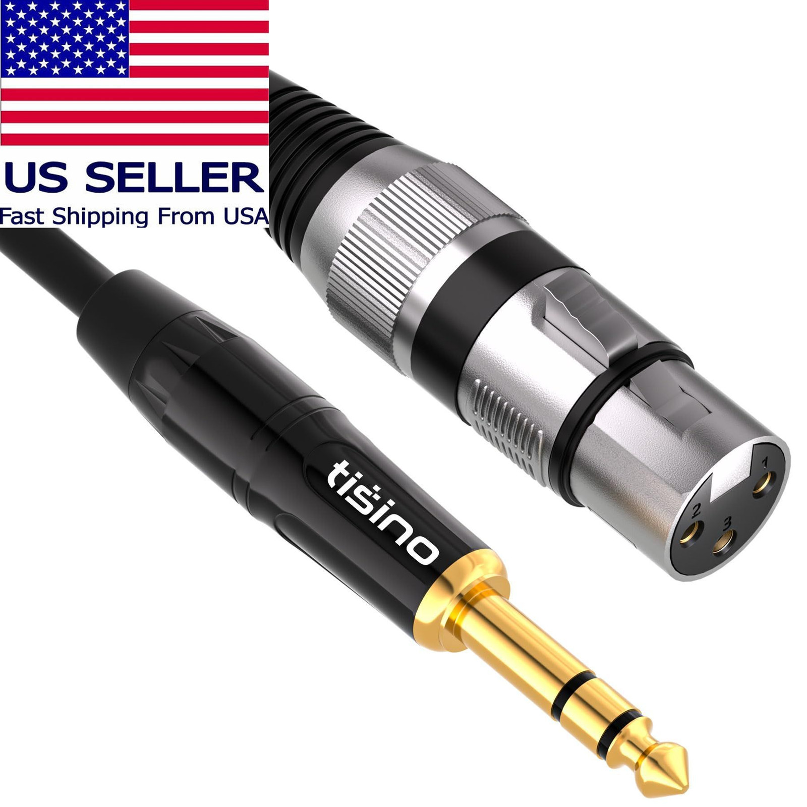 tisino XLR Female to 1/4 Inch (6.35mm) TRS Jack Lead Balanced 3.3 feet, Black