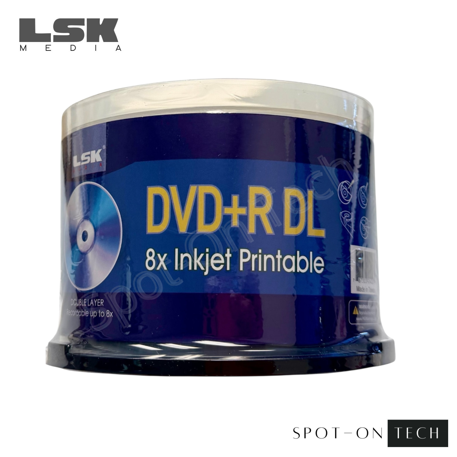 100 LSK DVD DVD+R DL 8x Dual Double Layer White Inkjet print 8.5GB 240Min Dup hp
