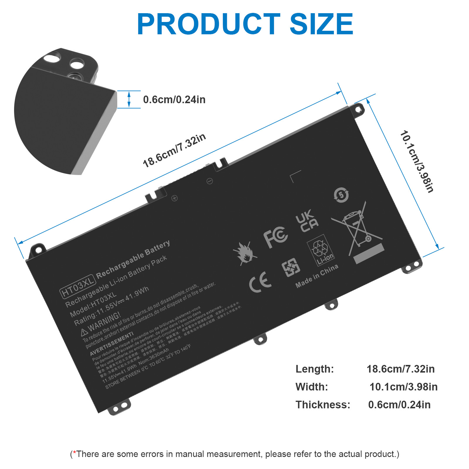 HT03XL HTO3XL Battery for HP Pavilion L11421-2C2 L11119-855 14-CE 14-CF 15-CS C
