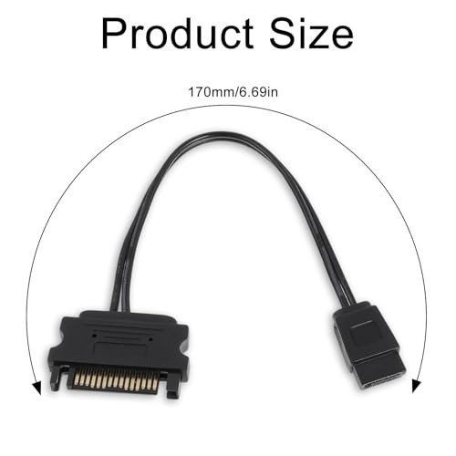 Skrfren SATA Power Adapter, 15 Pin Male SATA Power to 6 Pin SATAs Slimline Power