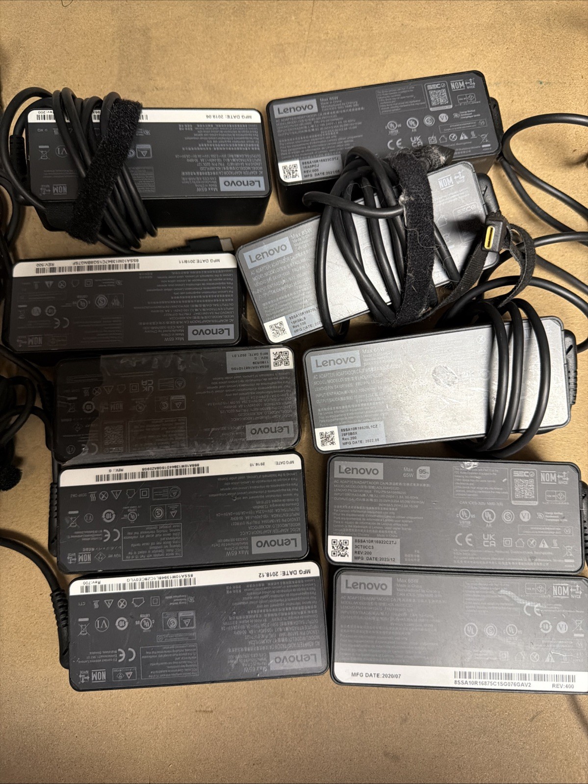 Lot of 10 Lenovo Max 65w 20V 3.25A AC Adapter USB Type C-No Power Cable!