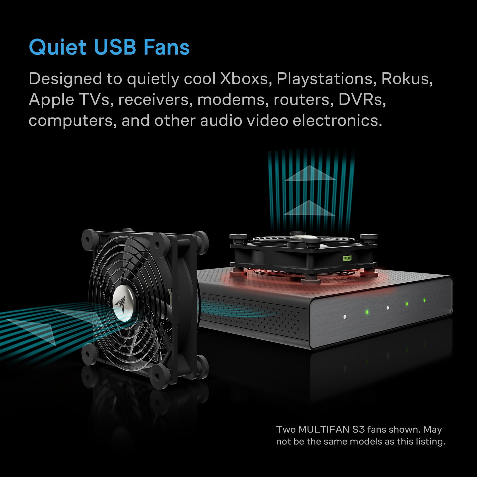 MULTIFAN S5, Quiet Dual 80mm USB Cooling Fan for Receiver DVR Computer Cabinets
