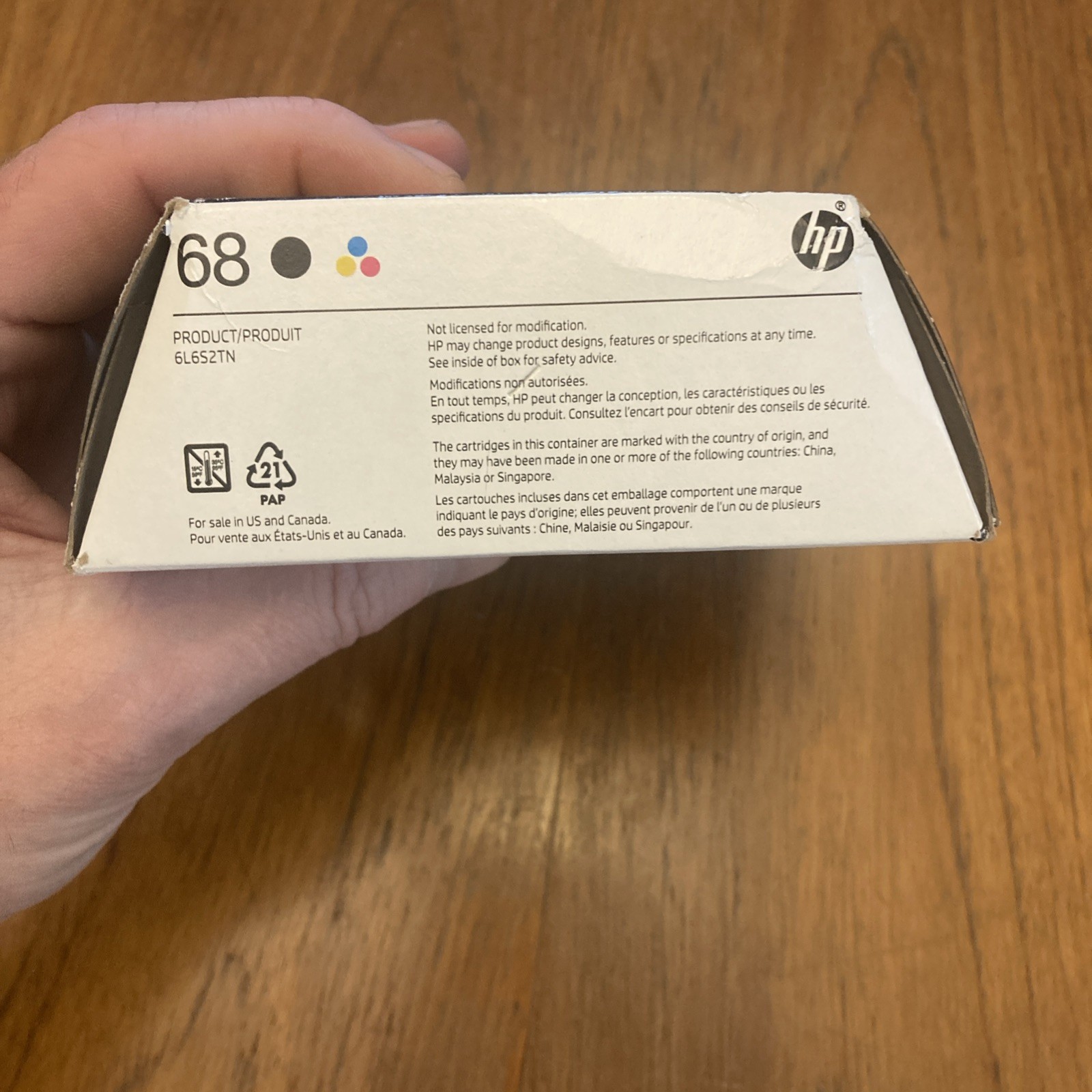 Genuine HP 68 Black & Tri-Color Ink Catridges 2 Pack EXPIRES 01/27 (6L6S2TN)