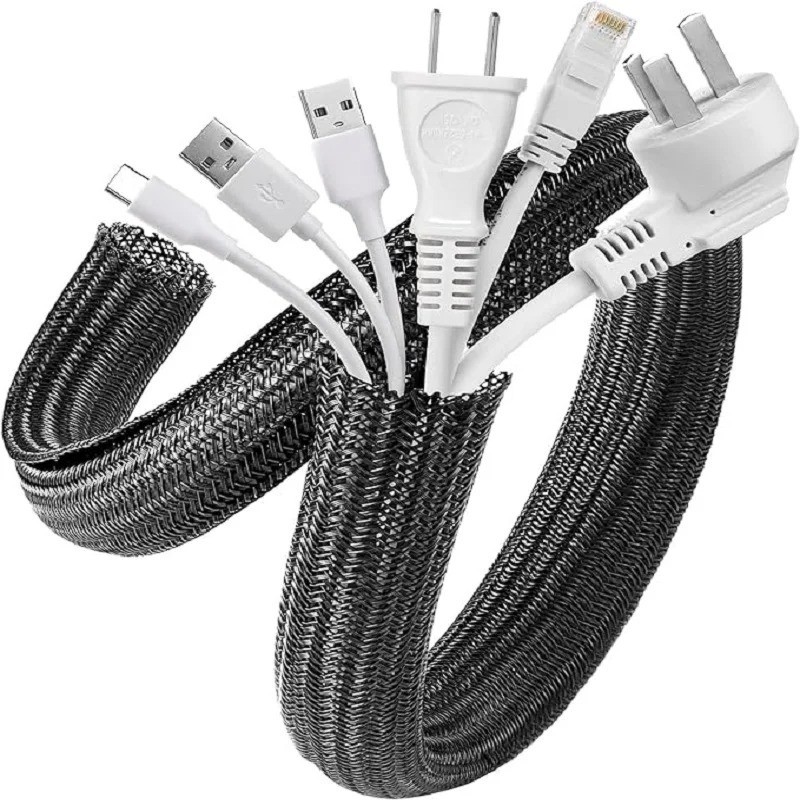 Braided Cable Sleeve PET Nylon Wrapping Wire Protector Casing Desk PC TV Cord