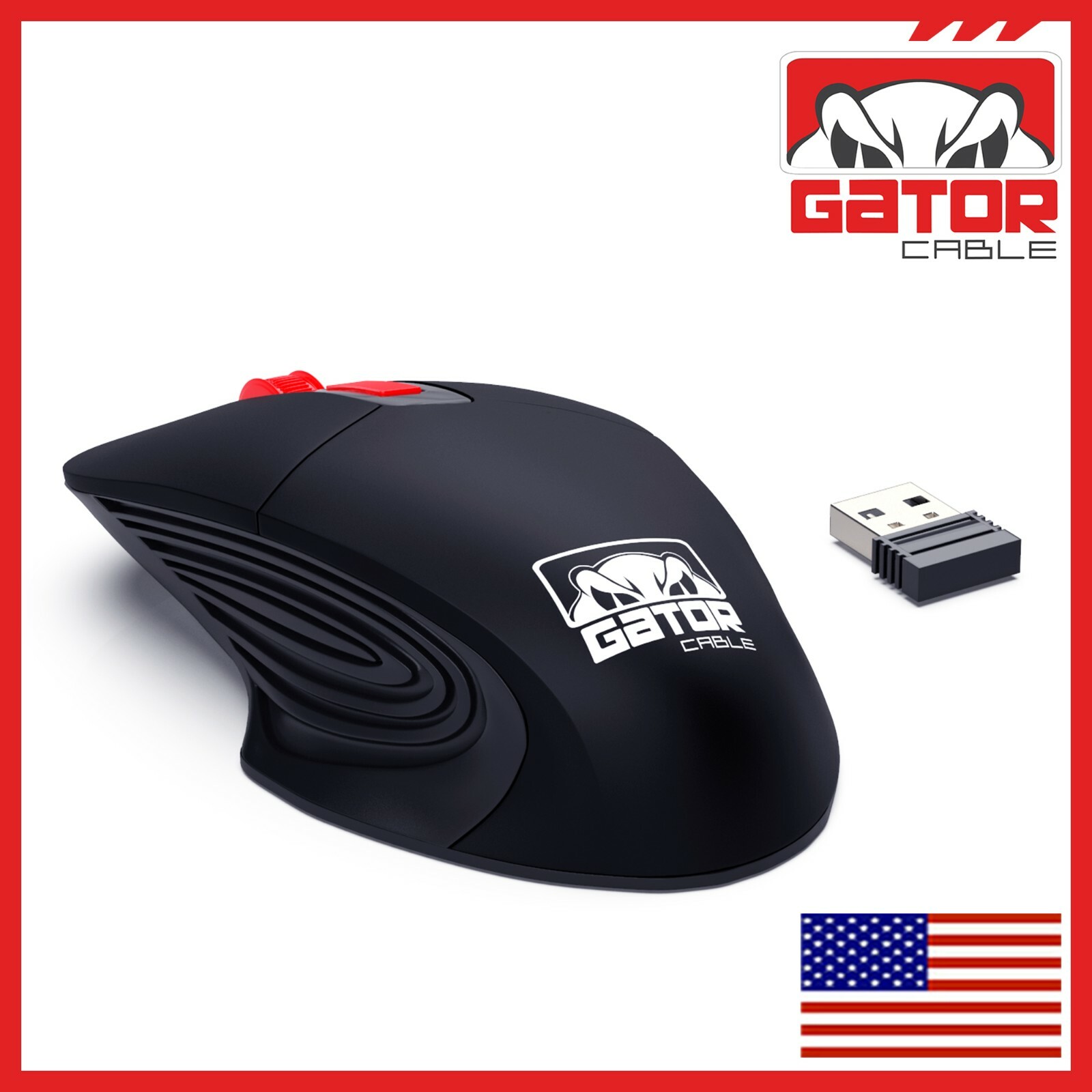 Wireless Optical Mouse Ergonomic USB Receiver 2.4GHz for Laptop PC Computer Mac