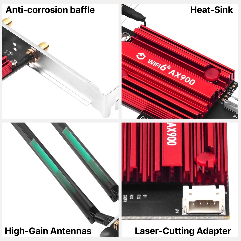 AX900 WiFi 6 PCIe Card with Bluetooth 5.4 Desktop Wireless Adapter Dual Band