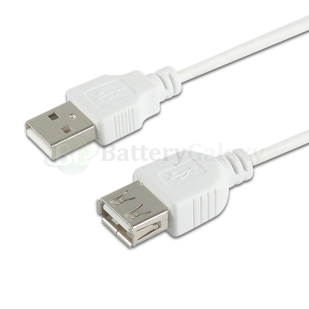 3ft USB 2.0 Extension Cable Type A Male to Female Extender Data Cord WHITE 90cm