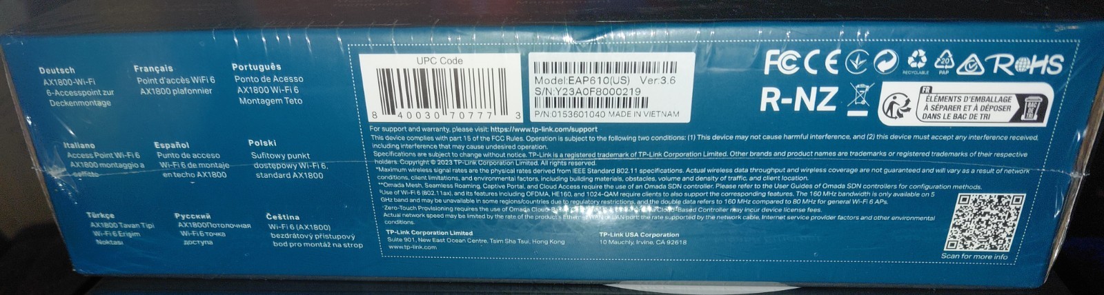 Sealed TP-Llink Omada EAP610 AX1800 Business
