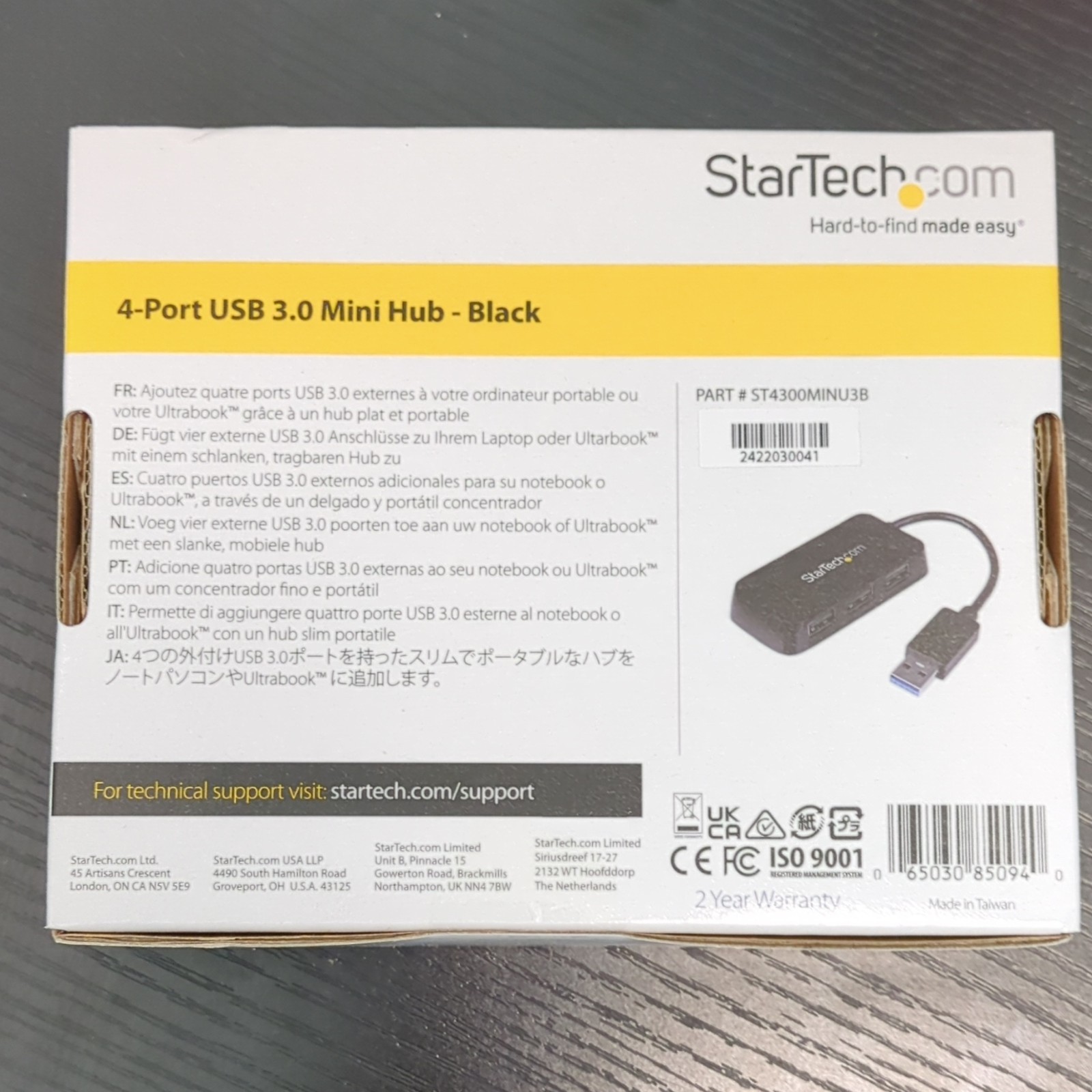 Box StarTech.com ST4300MINU3B Portable 4-Port USB 3.0 Mini Hub, Black NEW