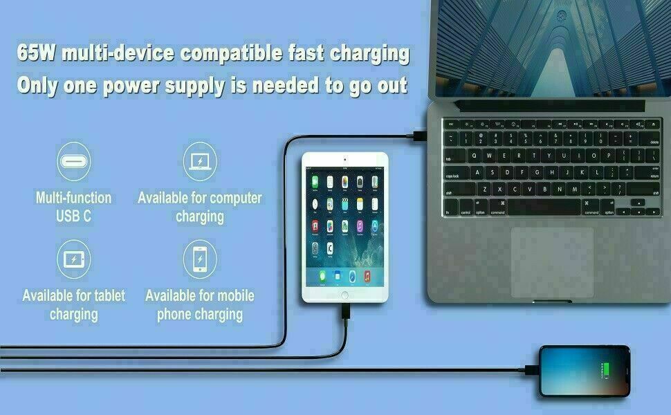 65W Type USB-C Charger For Lenovo ThinkPad ADLX65YDC2A Laptop AC Power Adapter