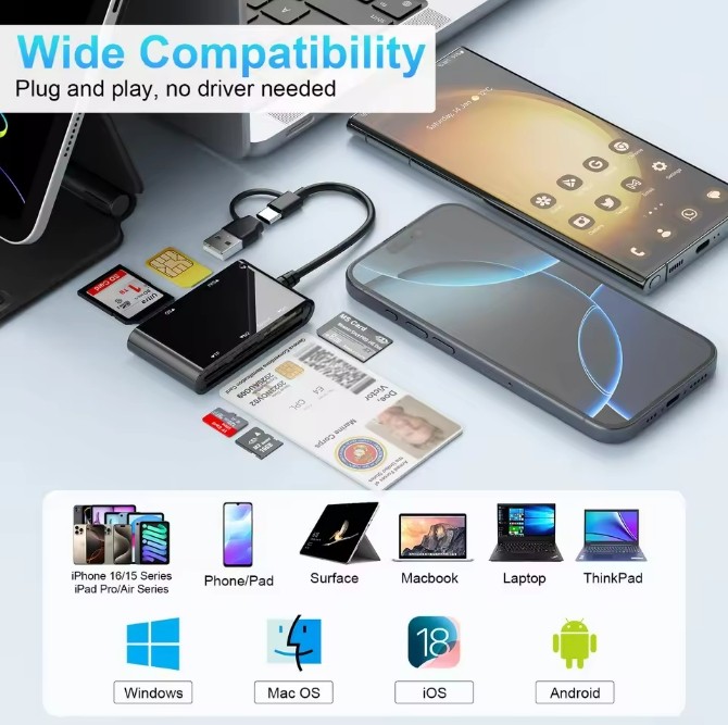 USB 3.0 Memory Card Reader Adapter 5GBPS Fit CF/TF/SD/Micro SD/XD/M2/MS Card Lot