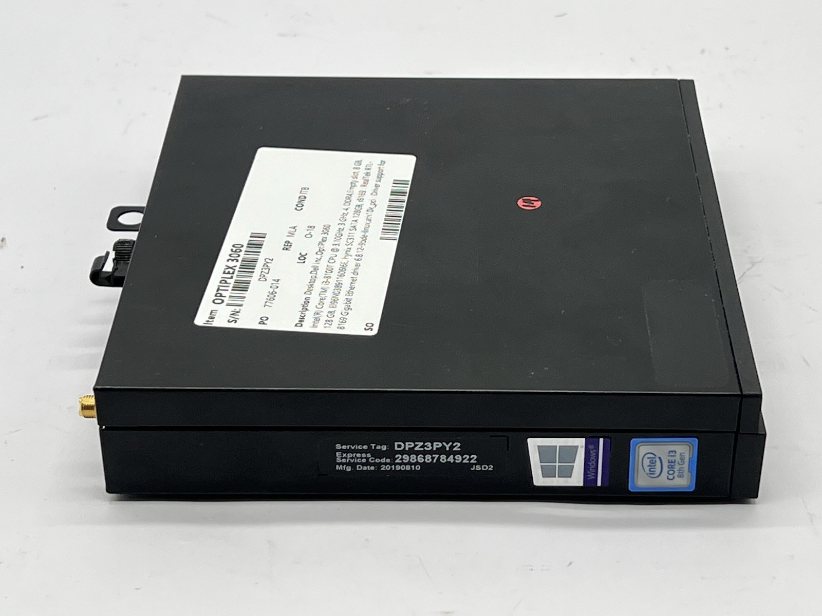Dell OptiPlex 3060 MFF, i3-8100T CPU, @ 3.10GHz, 8GB RAM, 128GB SSD-No OS/AC